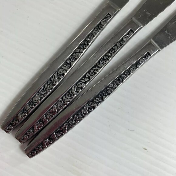 Vintage Coventry Bouquet Stainless Steel Lot of 3 Knives Flatware Japan - Picture 5 of 5